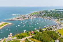 aerial view of boats in water on Martha's Vineyard