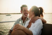 Romantic couple on a boat