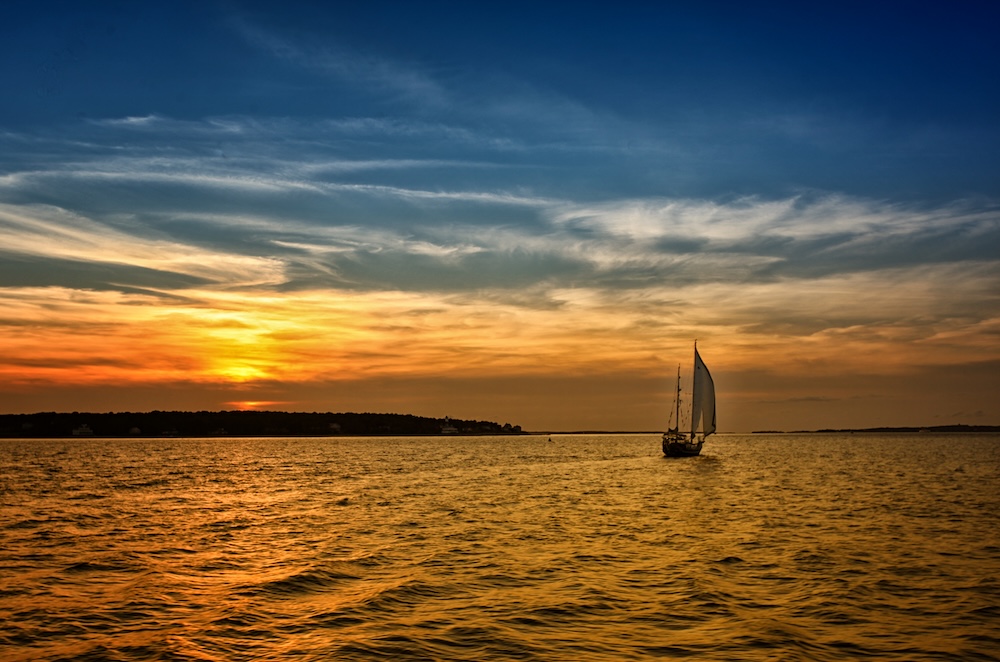 sunset sailboat